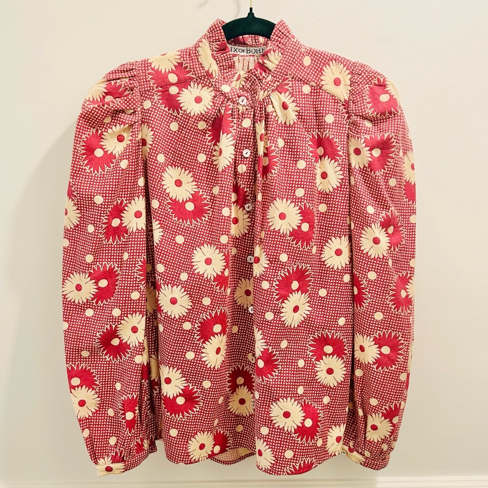 Alix of Bohemia Annabel Berry Daisy Shirt cotton wool pink fuchsia cream - Picture 2 of 15